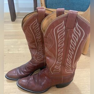 Tony Lama El Paso TX Brown Western Cowboy Boots size 9.5A GUC